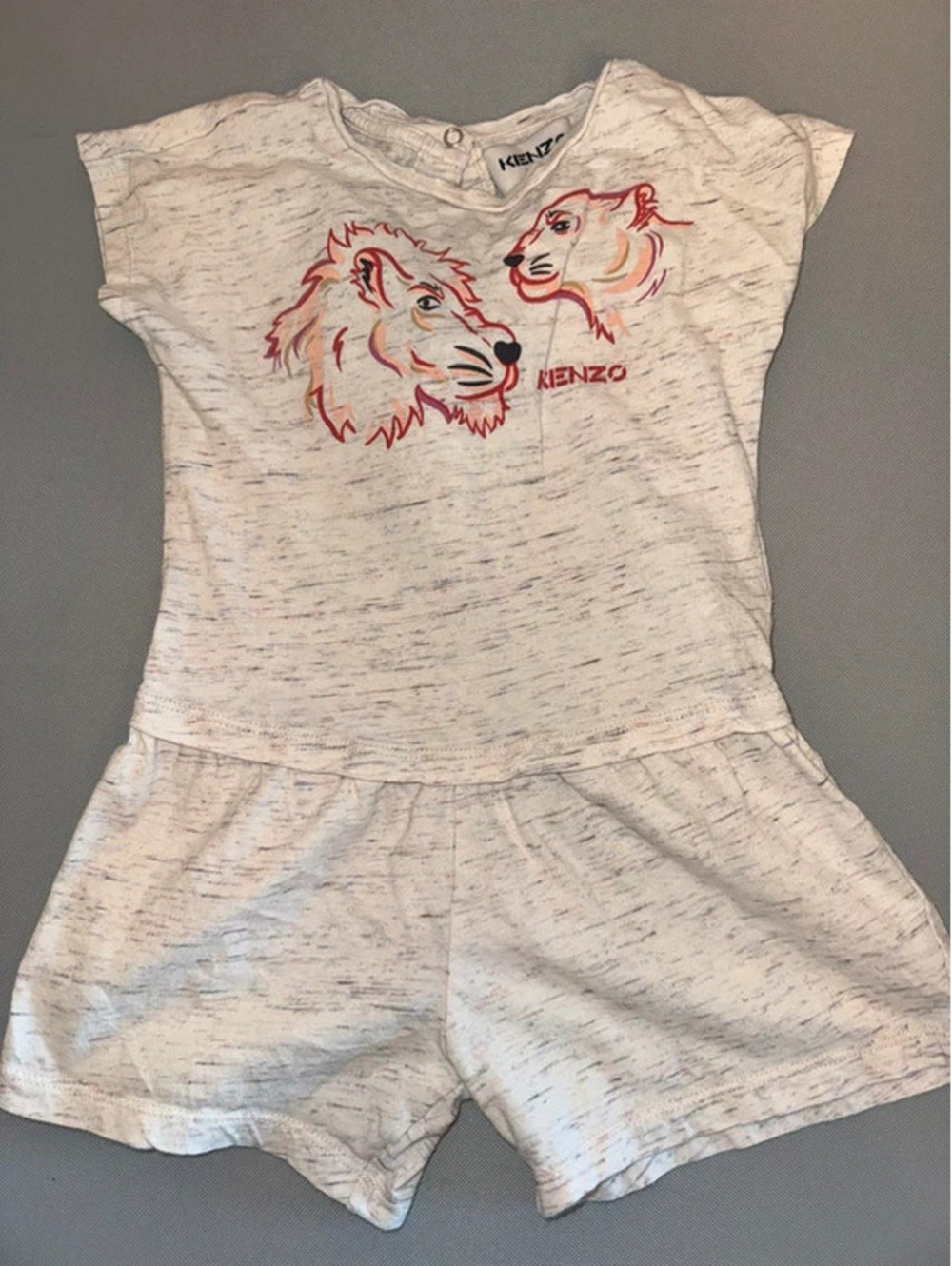 Kenzo Kids 18 Months Heathered grey with speckles romper girls designer preppy